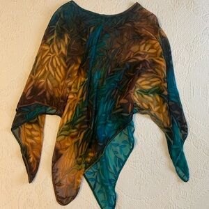 Whimsical Witchy Sheer Women's Jewel Toned Autumn Poncho